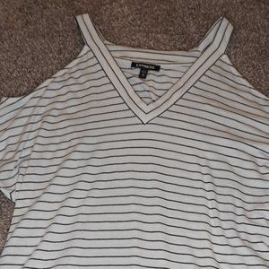Long Sleeve Black and White Striped Shirt - Express - Size XS